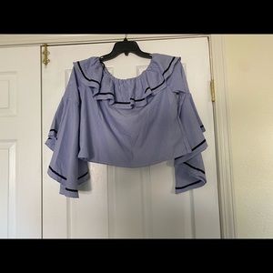 Strip loose sleeve blouse